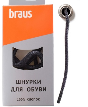    Шнурки Braus 3510 черн 150см кругл - картинка 1